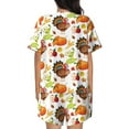 thumbnail image 6 of Fuzoiu Thanksgiving Turkey Print Women's Short-Sleeved Pajama Set,Lounge Sleepwear Set,Womens Pajama Sets 2 Piece,Button-Up Top and Shorts with Pockets-3X-Large, 6 of 7