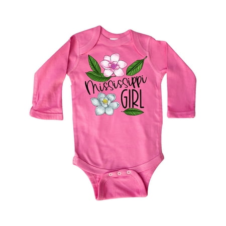 

Inktastic Mississippi Girl Magnolia Flowers and Leaves Gift Baby Girl Long Sleeve Bodysuit