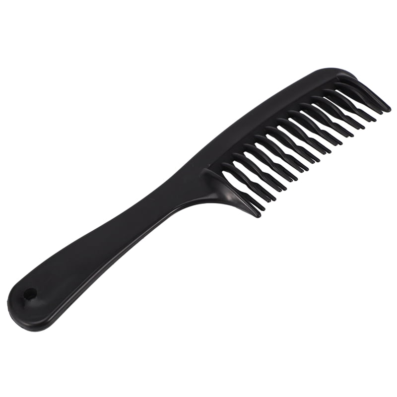 Black Double Tooth Detangler Hair Comb Shampoo Comb with Handle for