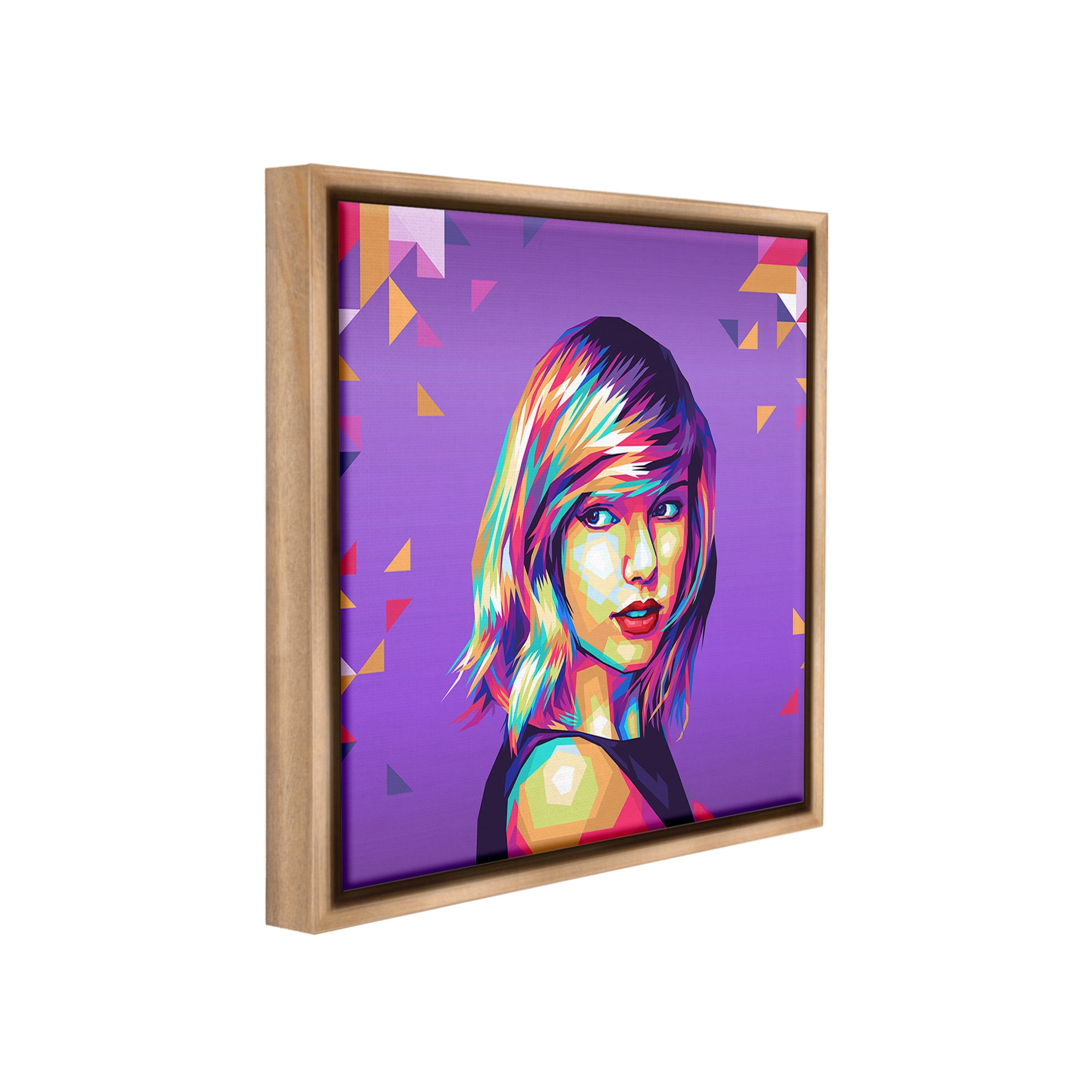 Stupell Industries Pop Icon on Purple Abstract Painting Brown Floater Framed Canvas Art Print Wall Art, 25 x 25