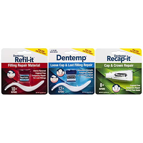 Dentemp Repair Kit with Dental Cement, Refil-it Lost Filling Repair and