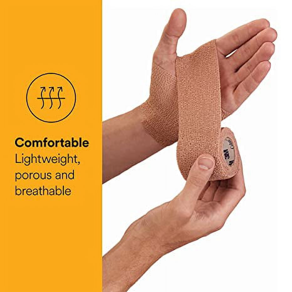 3M Health Care 1584 Coban Self-Adherent Wrap, Elastic, 5 yd. L x 4" W, Tan (Pack of 18)