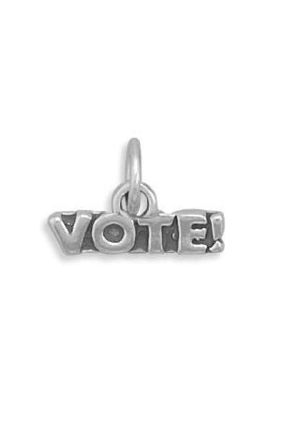 .925 Sterling Silver Oxidized Vote Charm