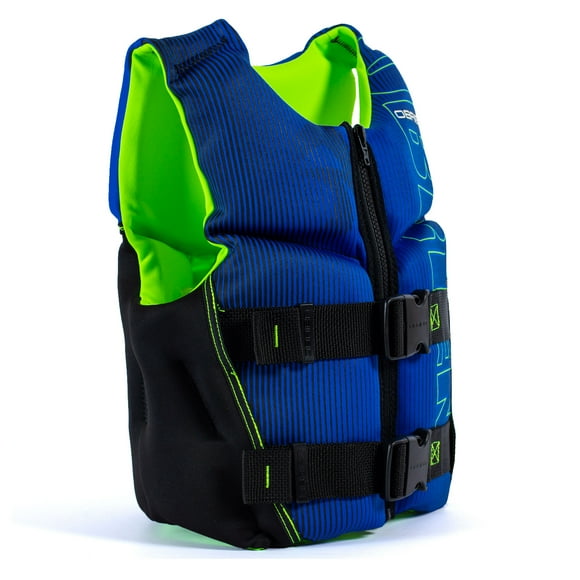 O'Brien Flex V-Back Youth Kids USCG Safety Vest Life Jacket, Blue & Lime Green