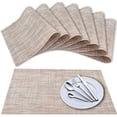 thumbnail image 1 of Manteles individuales de lino (juego de 8), tapetes de mesa tejidos de vinilo de tejido cruzado, juego de tapetes de mesa lavables con aislamiento antideslizante Sincero Electrónica, 1 of 5