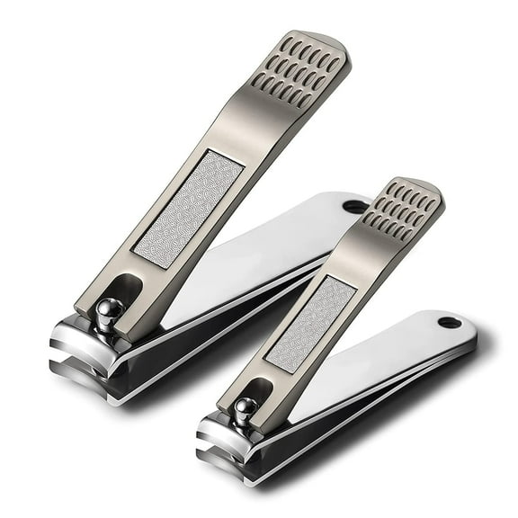 BEZOX Nail Clippers, Ergonomic Fingernail and Toenail Clipper with Non-Slip Design, Professional Nail Cutter for Men and Women with Nail File and Delicate Case, 2 Pcs