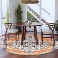 thumbnail image 4 of Orange Boho Large Area Rugs for Bedroom Living Room, Soft Non Slip Carpet Bedside Rug, Vintage Ethnic Tribe Abstract Art Round Floor Cover Kitchen Accent Rug 7' for Dining Room/Office, 4 of 9