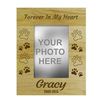 Personalized Wood Engraved Dog Memorial Picture Frame - Loss Of A Pet Gift - Forever In My Heart -4 x 6 Inches Horizontal