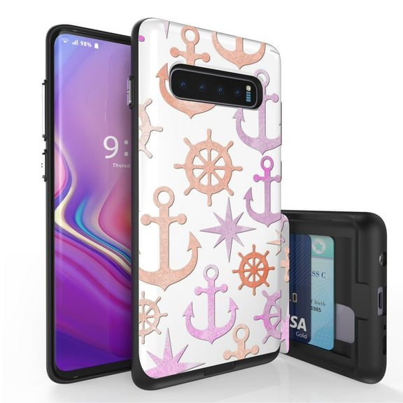 Galaxy S10  Case, Duo Shield Slim Wallet Case   Dual Layer Card Holder For Samsung Galaxy S10  [NOT S10 OR S10e] (Released 2019) Anchors Away