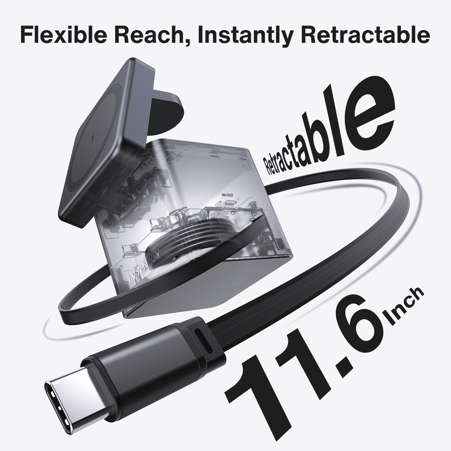 65W 5 in 1 Wireless Charging Station Cube with Retractable Cable Cord for MagSafe Magnetic Charger for iPhone 16 Pro Max