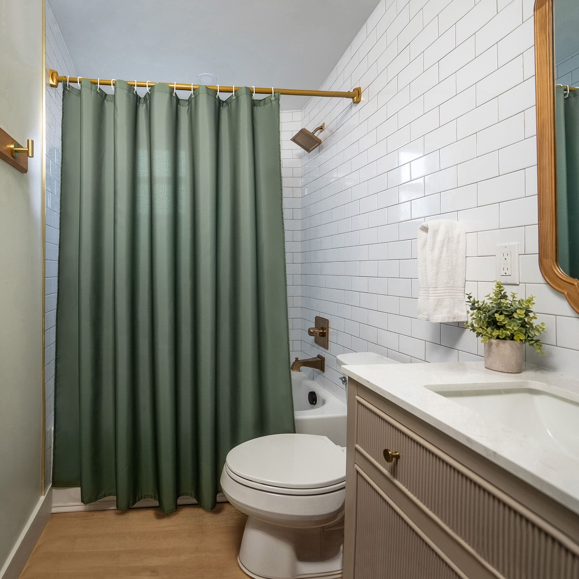 Americanflat 71x74 Solid Green Shower Curtain - Water Resistant - Polyester Fabric