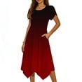 thumbnail image 2 of Wowcloth Women's Ombre Print Dress with Round Neck, Flutter Sleeves and Asymmetrical Hem for Casual Daily Wear and Party, 2 of 6
