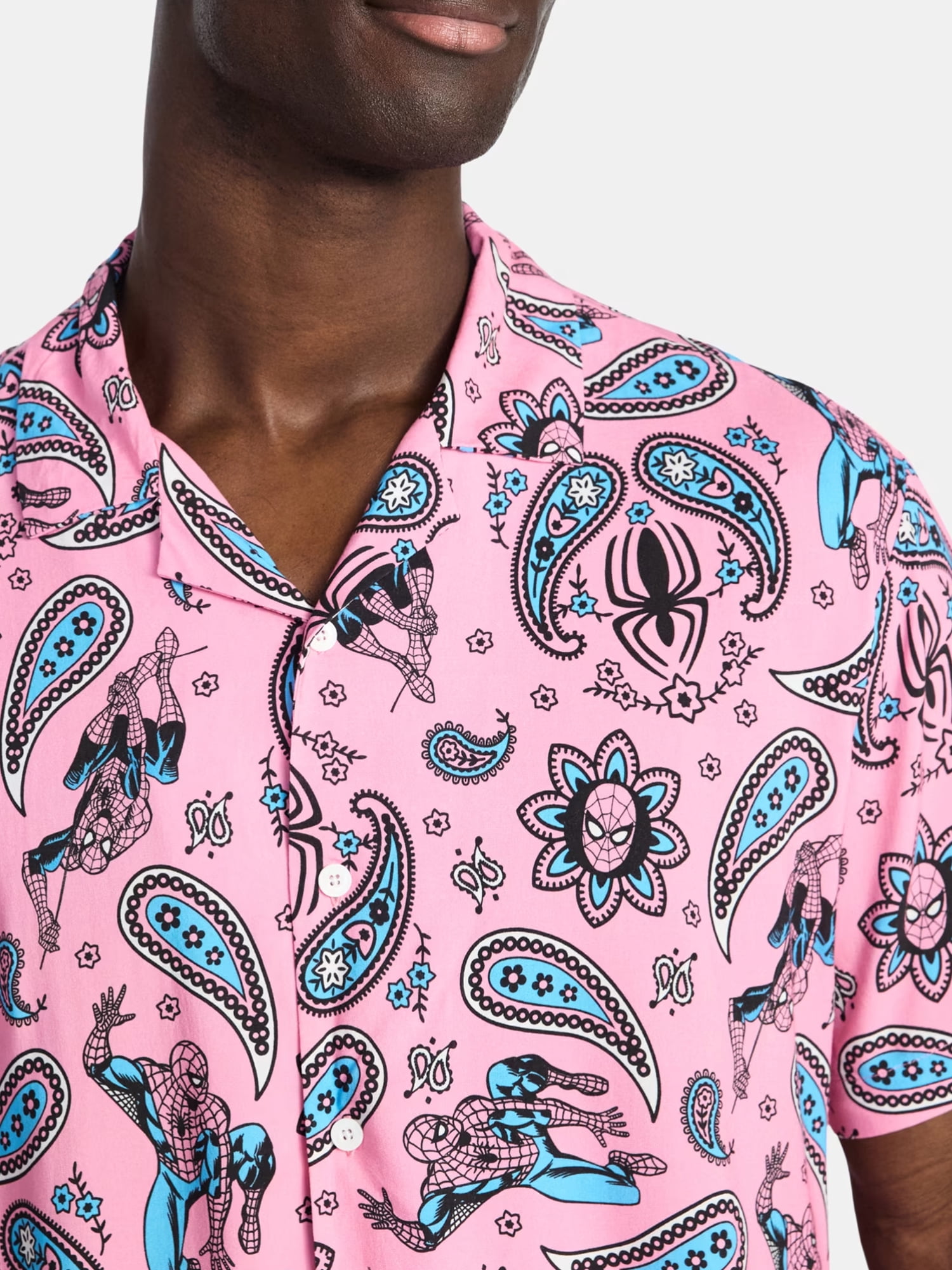 Spider-Man, Men's & Big Men's Graphic Button-Up Shirt, Paisley Peter, Sizes S-3XL