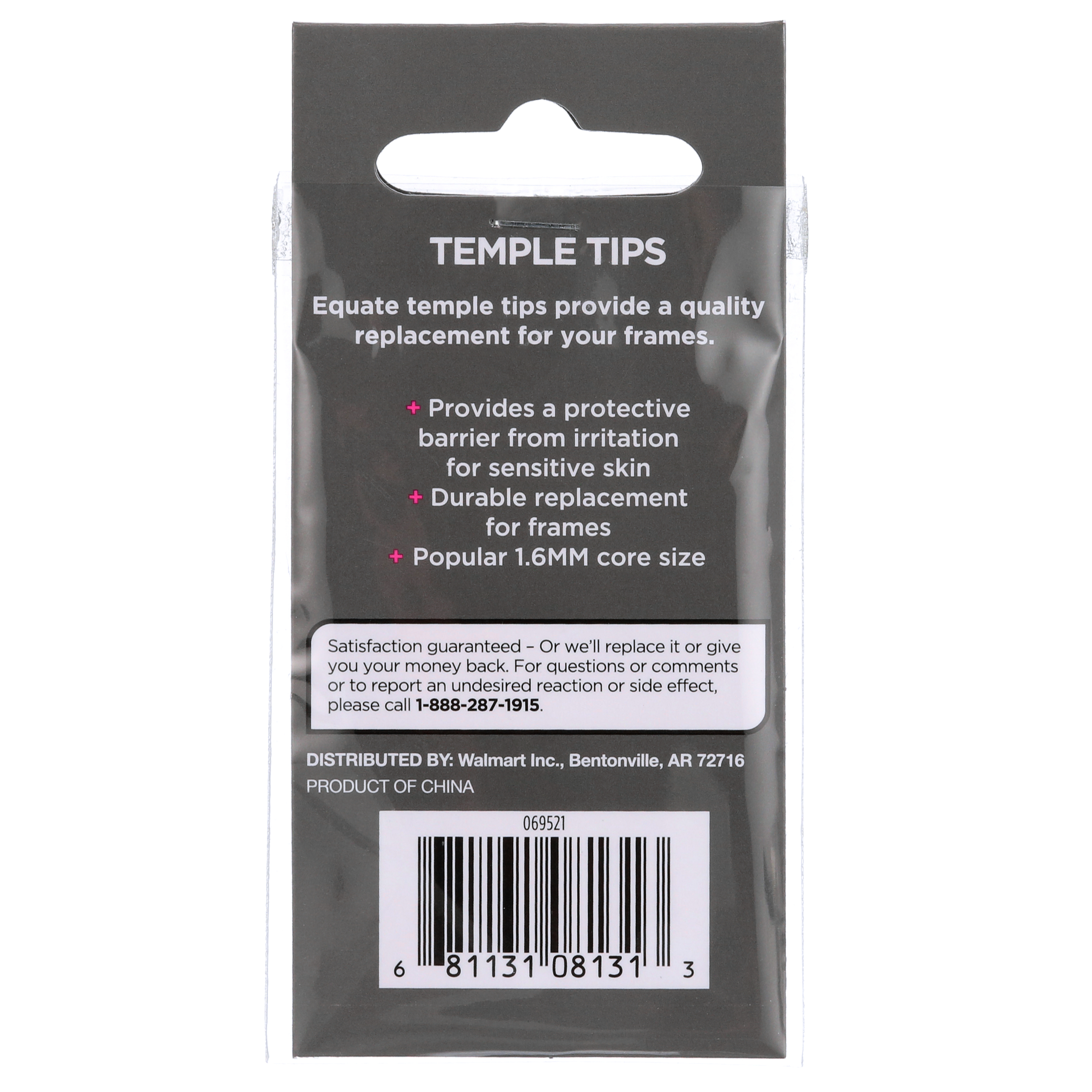Equate 1.6mm Black Temple Tips