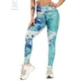 thumbnail image 4 of Gustave Tie Dye High Waisted Yoga Pants for Women Tummy Control Butt Lifting Workout Leggings Stretch Running Athletic Tights Capris, S, 4 of 9