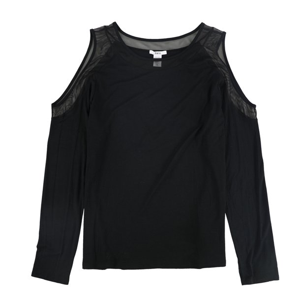 bar III Blusa de punto con ilusión de hombros descubiertos para mujer, negro, XX-Large