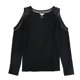 thumbnail image 1 of bar III Blusa de punto con ilusión de hombros descubiertos para mujer, negro, XX-Large, 1 of 2