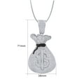 thumbnail image 4 of Simulated Black & White Cubic Zirconia Dollar Symbol Money Stacks Bag Pendant in 14k White Gold Over Sterling Silver (13.40 Cttw), 4 of 4