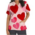 thumbnail image 2 of FNFYFH Womens Scrub Tops Valentines Printed Work Uniform V Neck Short Sleeve Nurse Shirt with Pockets, 2 of 5