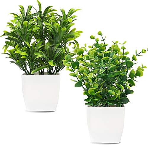 2pcs Fake Small Plants, Artificial Potted Plants, Faux Mini Plants Indoor, Plastic