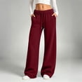 thumbnail image 2 of Xijirk Women Wide Leg Sweatpants High Waist Drawstring Trousers with Side Pockets Soft Casual Loose Fit Pants for Daily Walking Street Outfit,Red,M, 2 of 6