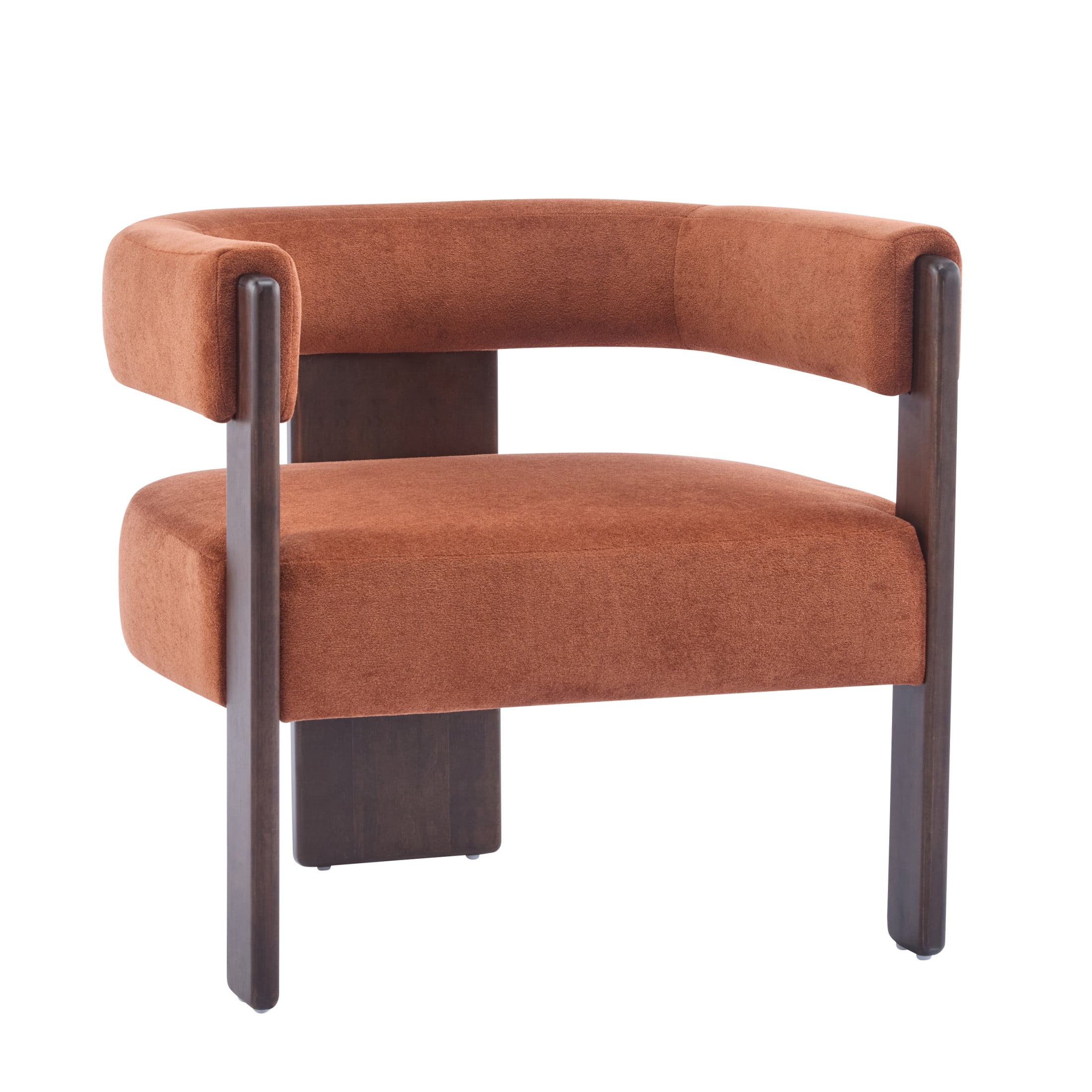 Christopher Knight Home Modern Velvet Upholstered Accent Armchair with Barrel Back, Wood Legs, Burnt Orange, Set of 2