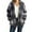 Dark Gray, variant on Kilaqueen Women Plaid Hooded Jackets Drawstring Fall Sherpa Shackets Long Sleeve Zip Up Fuzzy Fleece Shirts Winter Coats with Pockets