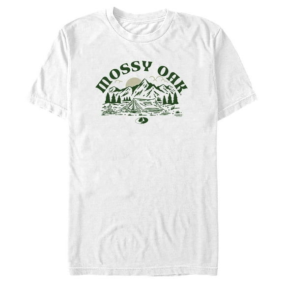 Men's Mossy Oak Camping Retro Landscape Graphic Tee White 3X Large