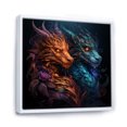 thumbnail image 2 of Designart "Dragon's Lair with Fire Breathing I" Abstract Framed Wall Art - Green Dragons Entryway Framed Wall Art Print, 2 of 6
