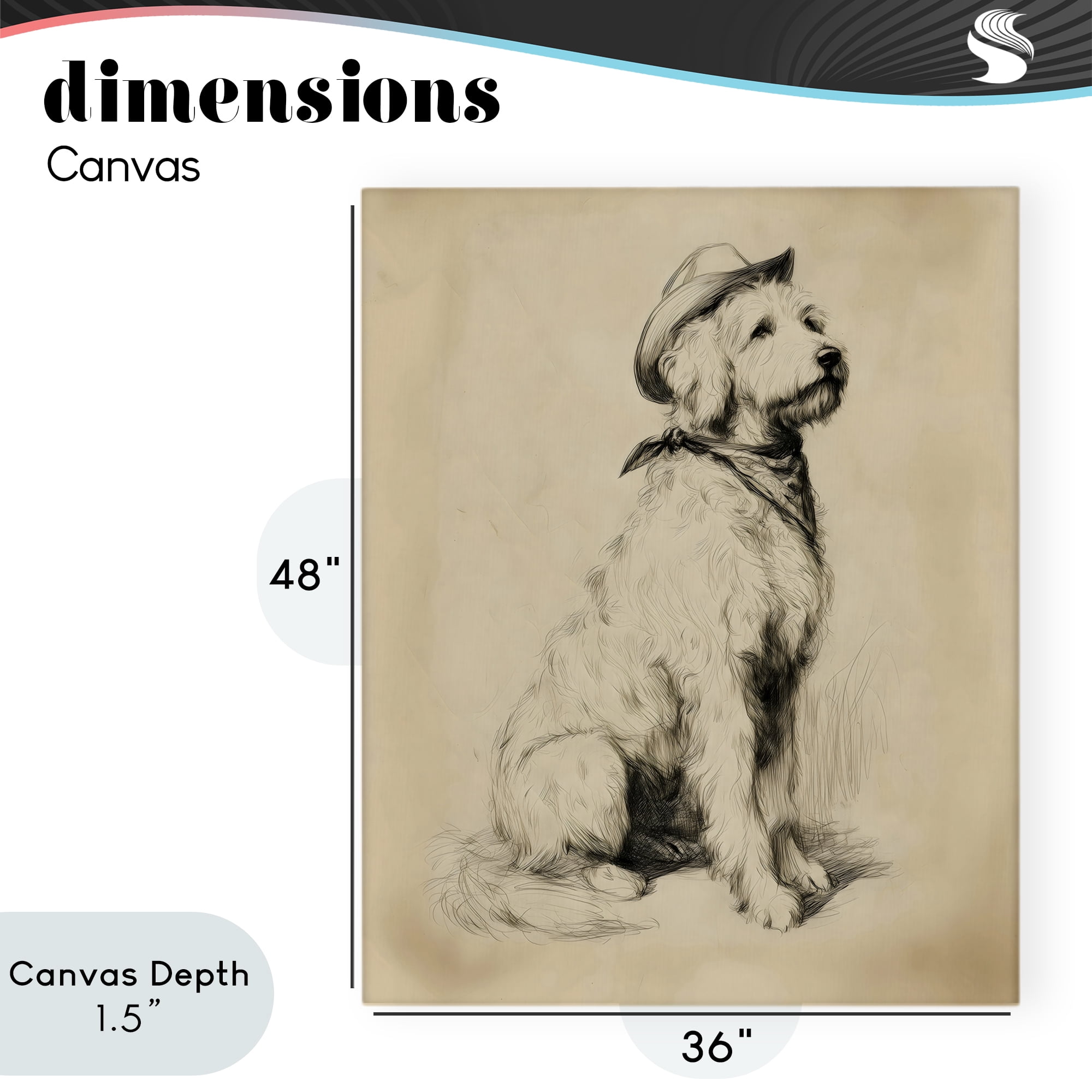 Stupell Industries Cowboy Goldendoodle Sketch Canvas Wall Art, design by Arlington Prints
