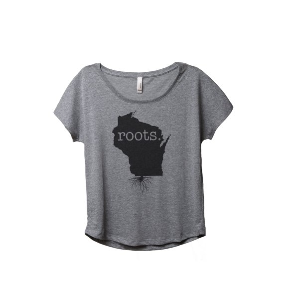 Thread Tank Home Roots State Wisconsin WI Women's Relaxed Slouchy Dolman T-Shirt Tee Heather Grey 3X-Large