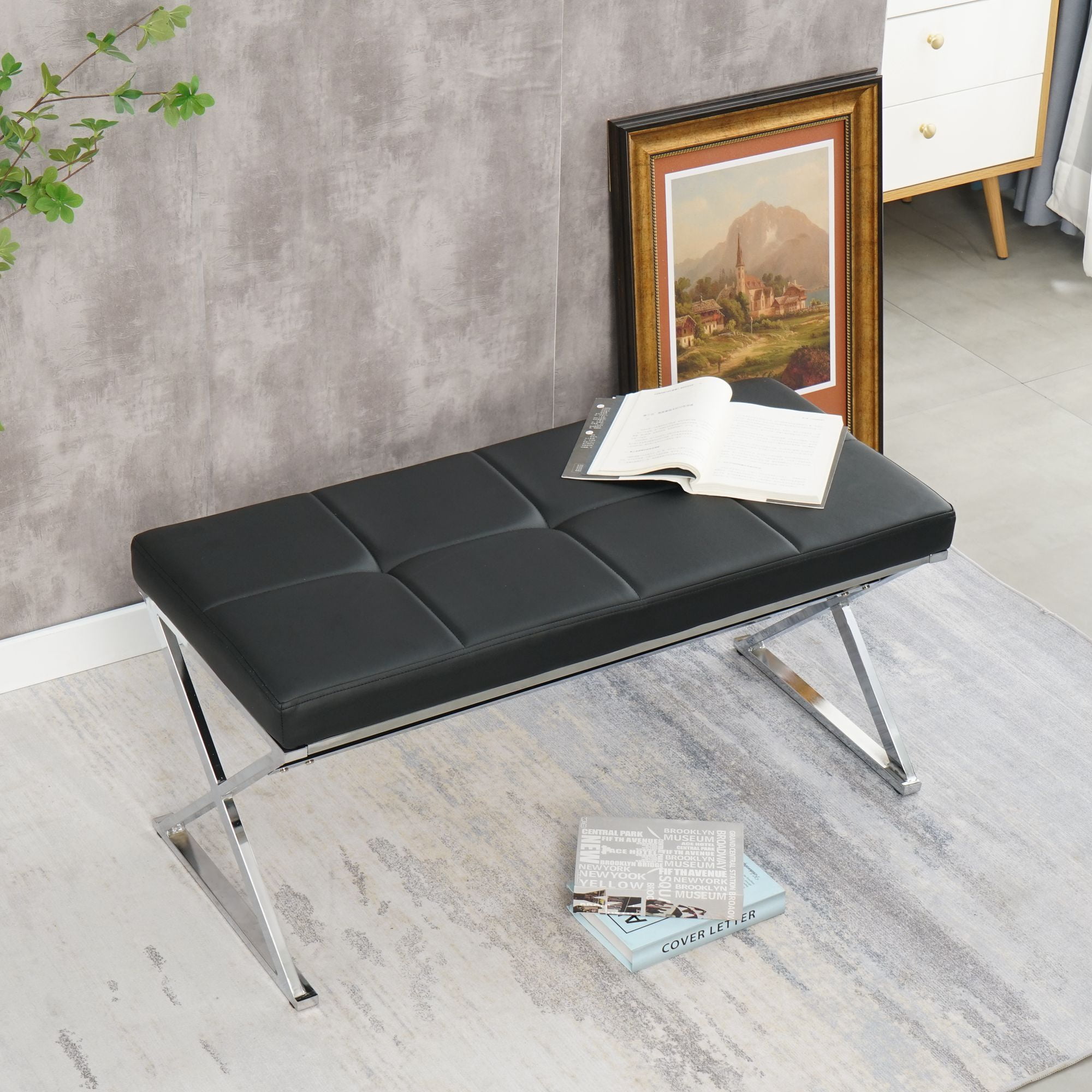 Luxury Modern Ottoman Bench, Bedroom Bench Footrest Stool End of Bed