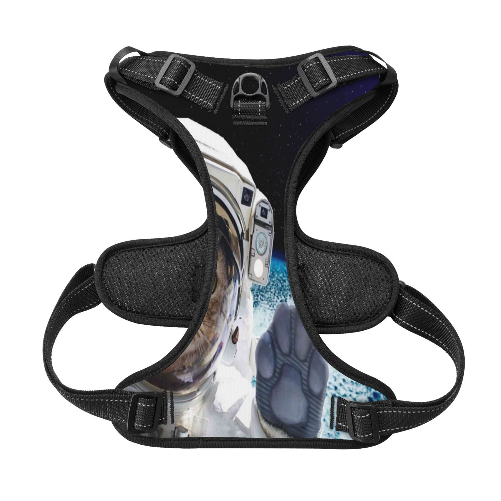 Picia Cat Astronaut No-Pull Dog Harness Reflective Front Clip Vest with Handle,Step-in Air Dog Harness,Adjustable 2 Metal Rings 4 Buckles,Easy to Put on & Take Off Small