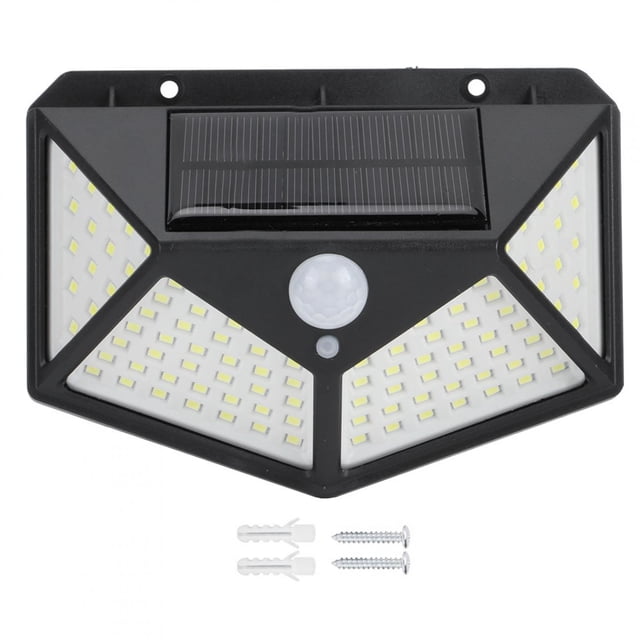Lámpara solar con sensor de movimiento de 100 LED, impermeable, para pared, para jardín y patio.