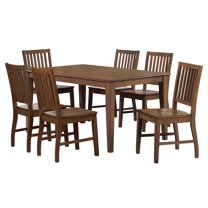 Sunset Trading Simply Brook 7-Piece 60" Rectangular Wood Dining Set in Brown