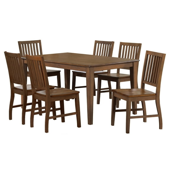 Sunset Trading Simply Brook 7-Piece 60" Rectangular Wood Dining Set in Brown