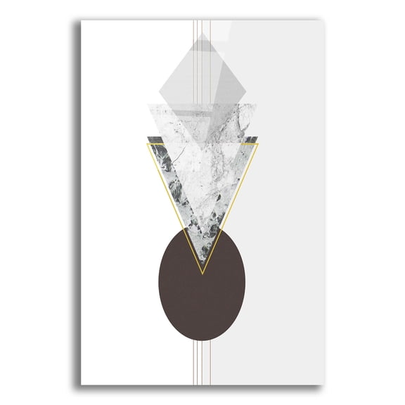 Epic Art 'Deco Grey Marble Triangle' by Sabrina Balbuena, Acrylic Glass Wall Art, 16"x24"