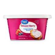 Great Value Mixed Berry Cream Cheese Spread, 8 oz Tub (Refrigerated)