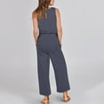 thumbnail image 6 of Jumpsuit Women's Casual Versatile Sleeveless Solid Color Commuting Nine Piece Jumpsuit Jumpsuits for Women Kagetolytai Dark Blue M, 6 of 6