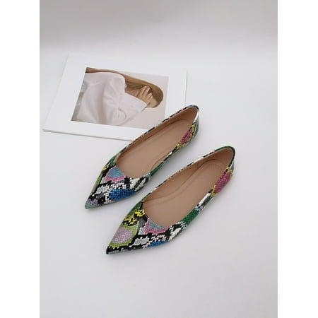 

Colorblock Snakeskin Pattern Ballet Flats Women‘s Footwear