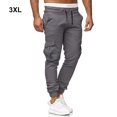 thumbnail image 3 of Langgg Cotton Men Trousers Solid Color Replacement Stylish Washable Easy Matching Middle Waist Home Long Pant Clothes Light Grey XXXL, 3 of 9