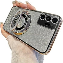 Magnetic Case for Samsung Galaxy Note 20 Ultra Case Glitter Sparkle with Kickstand Phone Case Slim fit Luxury Plating Shockproof Women Girls Case for Samsung Galaxy Note 20 Ultra Sliver YD
