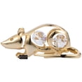 thumbnail image 2 of Matashi 24K Gold Plated Crystal Studded Rat Figurine, Year of the Rat Collectible Tabletop Home Décor Gift, 2 of 4