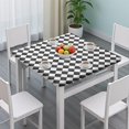 thumbnail image 3 of Black and White Checkerboard Checkered Pattern Square Fitted Tablecloth with Elastic Edge,Square Table Cover,Washable Elastic Table Cover for Home Kitchen Party Decor 36"x36", 3 of 6