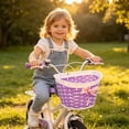 thumbnail image 2 of SeekLGT Purple Kids Bike Basket, Woven Plastic Front Handlebar Basket for Children Bicycles Tricycles and Scooters, 2 of 6