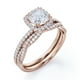 thumbnail image 4 of Juego de Anillos de Boda con Halo de Moissanita de Talla Cojín de 1,5 Quilates y Diseño Infinito con Pavé, Chapado en Oro Rosa de 18 K sobre Plata, 4 of 6
