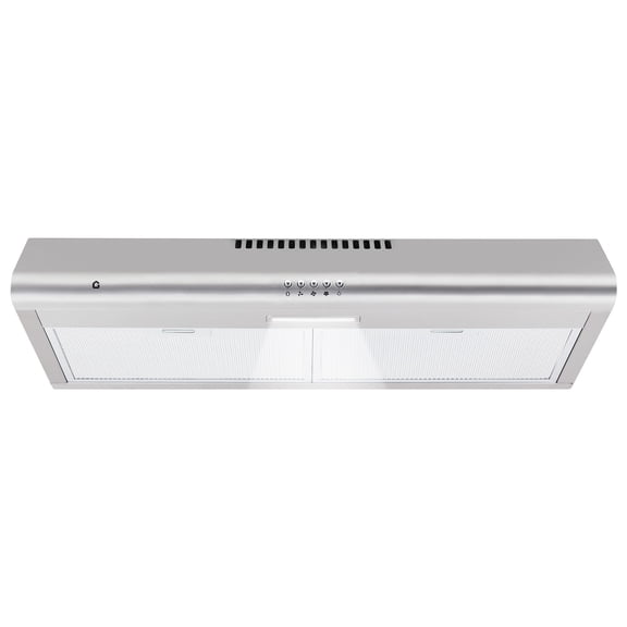 Under Cabinet Range Hood - 30 Inch, 100 CFM, 3-Speed, Ducted/Ductless Convertible, Stainless Steel Kitchen Exhaust Hood with LED Lights, Low Noise & Easy Installation