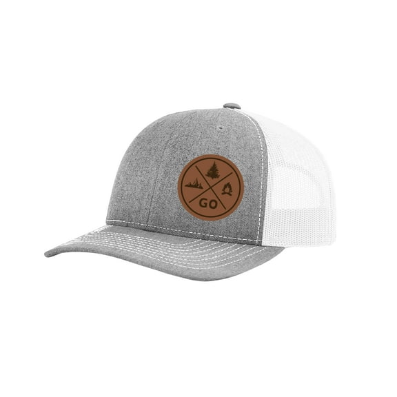 Heritage Pride Go Outdoors Patch Adult Trucker Hat-Heather Grey/White