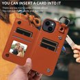 thumbnail image 4 of iPhone 14 Case ,Card Slots Leather Wrist Strap Phone Cover for iPhone 14, 4 of 5
