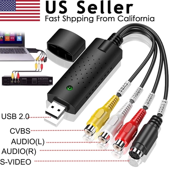 USB 2.0 Capture Card Video TV DVD VHS Audio Capture Card 3 in 1 Adapter